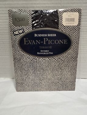 Evan-Piccone Vintage Thigh High Off Black Size Small Business Sheer Pantyhose